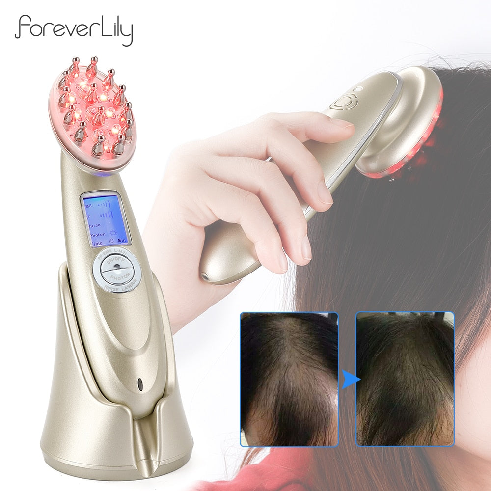Laser Photon Microcurrent Vibration Massage Comb Red Light Therapy